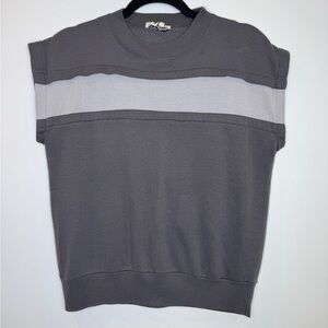Vintage Gray Sleeveless Sweatshirt Stripe